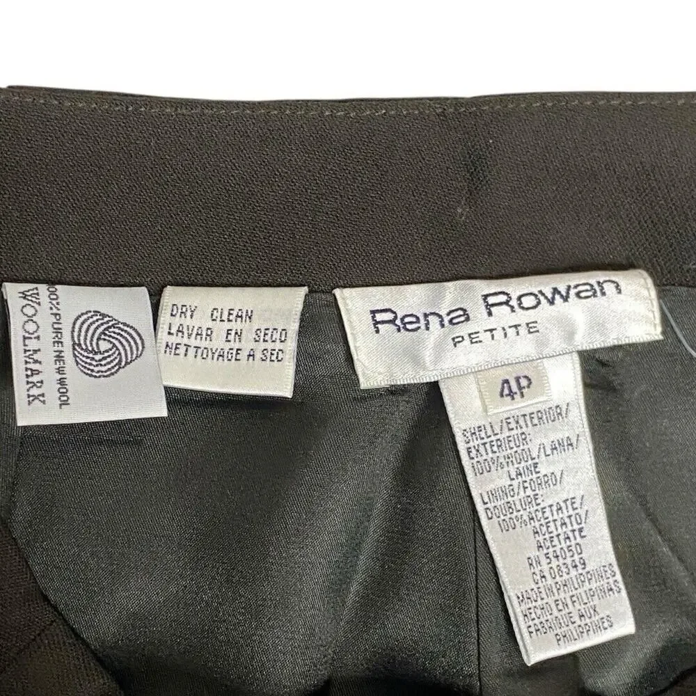 Rena Rowan Wool Dress Pants 4P Brown Lagom Corpcore Classic Office Minimalist‎